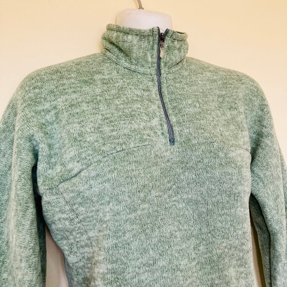 Patagonia Women's Synchilla 1/4 Zip Fleece Fitted Pullover Sweater Green Heather - Picture 2 of 5